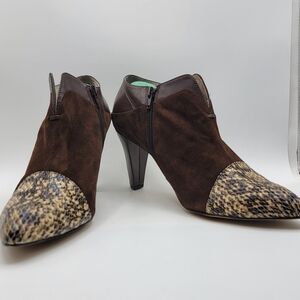 Bellini Brown and Snakeskin Ankle Boots SIZE 12W  #1661‎